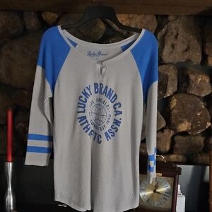Lucky Brand Blue and Gray Athletic Jersey